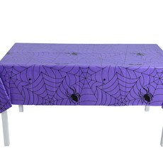 Kipopo 一次性派對萬聖節桌布 紫色蜘蛛網 137 x 274 cm, 1個, 1入