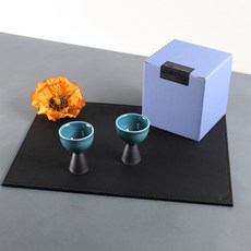 月鹽 陶瓷長鼓酒杯 50ml x 2款 情侶套組, 孔雀, 1套