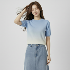 Paperments 女款 Elvely 粉彩漸層短袖針織衫 14150