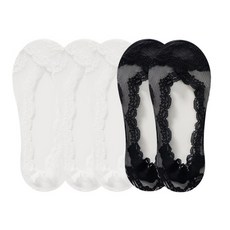 비아리츠 여성용 플라워 젬마 레이스 시스루 실리콘 논슬립 덧신 5켤레