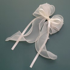 HanNal 女童長尾雪紡蝴蝶結自動髮夾