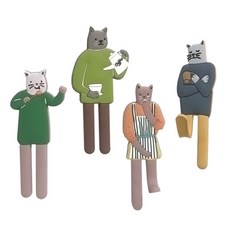 Neednit 長身貓家族4件組 口罩掛勾 磁吸掛勾 壁掛, 1套, 么兒貓, 爸爸貓, 媽媽貓, 哥哥貓