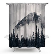 森林圖案浴室浴簾 類型2 150 x 180公分, 1個