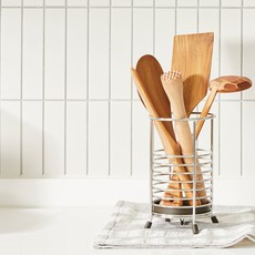 JUBU DESIGN 全不鏽鋼矽膠底座圓形餐具筒 中, 混合色, 1個