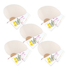 누름꽃 조가비 부채 만들기 패키지 수선화 대, 옐로우, 5세트