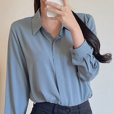 라미르 여성용 히든버튼 링클프리 오피스 긴팔 블라우스 셔츠