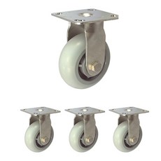 MASTER. S 不鏽鋼重型腳輪 DS 3340 ELP-R 4 重型不鏽鋼 靜音軸襯 白色 固定 R, 4個