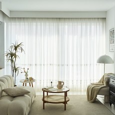 HOME&CHANG Loena 刺繡蕾絲窗簾 蝴蝶褶夾式 2入, 白色