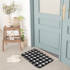 Mother's HOME 3D格紋腳踏墊, 黑色 白色