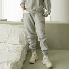 파란 여성용 넉넉 기모 조거 트레이닝 밴딩 팬츠