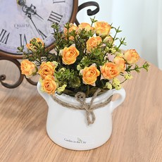 도시정원 미니 드라이 장미 조화 소품, 옐로우, 1개