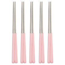 RAONNURI 彩色筷子 5雙, 筷子 5雙, 粉色