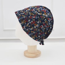 Bareunliving 碎花棉質廚房頭巾帽 DK-09, 海軍藍, 1個