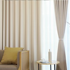 百搭粉彩遮光記憶定型打孔窗簾組, 象牙白