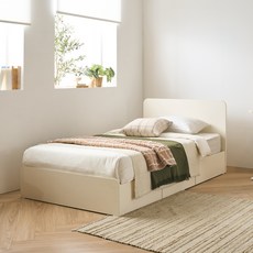 리바트 커먼베드 자녀가구 심플형 헤드 침대 서랍형 프레임 단품 방문설치, 화이트 + 화이트바디