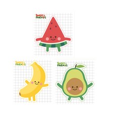 케이엠엘리홀딩스 3D 스윗 프렌즈 스티커 원형 DIY 보석십자수 3종 세트 10 x 11 cm, 혼합색상, 1세트