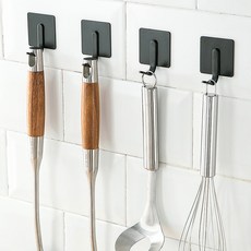 람스홈 주방 무타공 벽부착 후크, 블랙, 5개