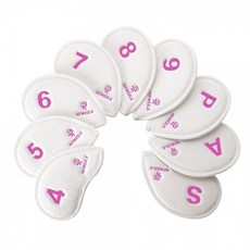 NEWZZLE 雙面數字鐵桿套9件組, 白色 + 粉紅色(刺繡)