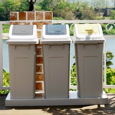 franco home 大容量分類回收桶 3格 150L + 三格底座, 灰色, 黃色, 海軍藍