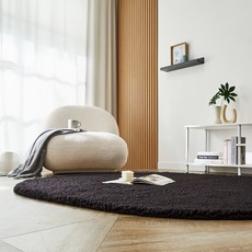 아담데코 모노톤 논슬립 폭신 뽀글이 인조양털 러그 타원형