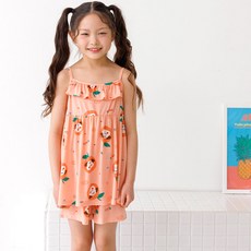 마벨슈슈 여아용 오렌지 퍼피 쿨 냉감 탱크탑 상하의 세트