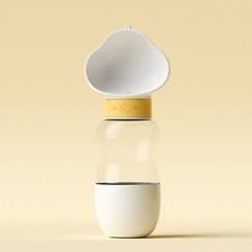 ARTIPET 寵物簡易便攜式飲水瓶+飼料桶, 白色(S), 1個