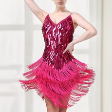 마켓피아 여성용 무대 밸리댄스 스팽글 태슬 원피스