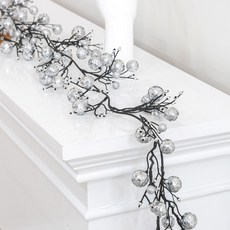 flowertree 室內牆壁裝飾小物 閃亮球串掛飾 180cm, 銀色