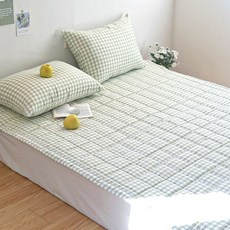 Lucid Sleep 柔軟防塵格紋固定帶床墊, 蘋果綠