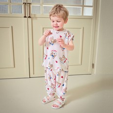 mollimelli 嬰幼兒涼感透氣超萌柯基褶皺涼爽上下裝套裝