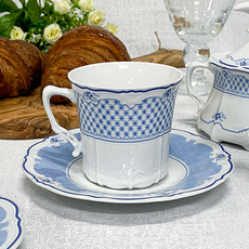 HUTSCHENREUTHER 網格咖啡杯 + 碟子, 埃斯特藍, 1個