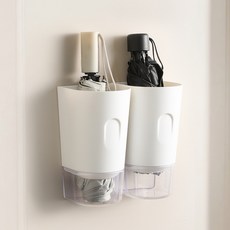 壁掛式簡約瀝水盤雨傘架 BRP1024, 2個, 白色