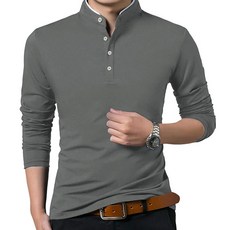 男款 Market A 雙層鈕扣亨利領T恤