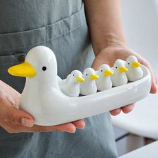 鴨子造型陶瓷餐具架 C128 大鴨+小鴨 5入, 混色, 1套