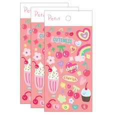 슈마일 체리러버 디자인 스티커 PD832, 혼합색상, 3개