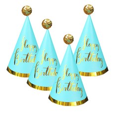 OLIVEPARTY 生日派對尖頂帽, 薄荷綠 A型, 4個