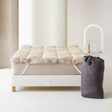 La Pomme Cozy鬆餅格極細纖維吸濕發熱冬季鬆緊帶保潔墊 + 收納袋套組, 柔和米色