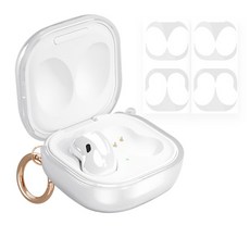DFINIS Live 保護殼 + 鑰匙圈 + 透明防塵貼 2入, Galaxy Buds Live & Pro 透明保護殼, 透明