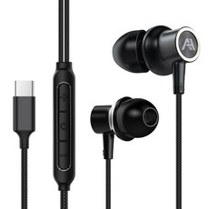 ATWO 鈦金屬動圈驅動單體 Type-C 有線耳機, 黑色, AW111C