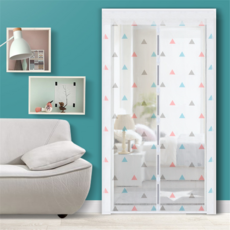 玄關圓形磁吸防蚊門簾 三色三角, 1個