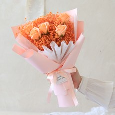 ScentBasket 玫瑰滿天星永生花束, 橘色