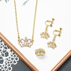 皇冠造型項鍊+耳環+戒指