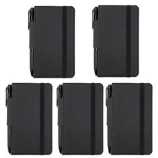 標準筆環綁帶精裝筆記本 S迷你 192張 + 3色原子筆, 黑色, 5套