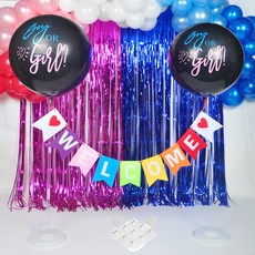 파티쇼 젠더리빌 베이비샤워세트, 펄 핑크, 펄 루비레드, 펄 화이트, 펄 사파이어블루, 펄 아주르(네오30cm), 사파이어블루, 푸치샤(수술커튼), 1세트