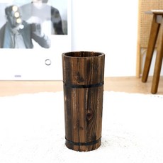 室內裝飾圓形木質花盆, 混合色, 1個