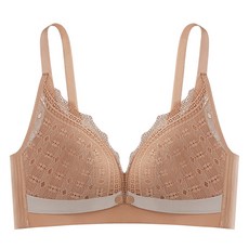 孕婦撞色四葉草蕾絲鈕扣哺乳內衣