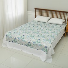 花卉印花人造絲涼被, B型-藍色