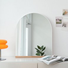 WoodRepublic 拉米強化玻璃拱形化妝台桌鏡 大型, 淺棕色