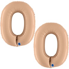 GRABO BALLOONS 鋁箔氣球 大 數字0, 2個, 拿鐵色