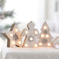 Happy Village 霓虹裝飾 星星 + 樹 + 天使套組, 混色, 1套